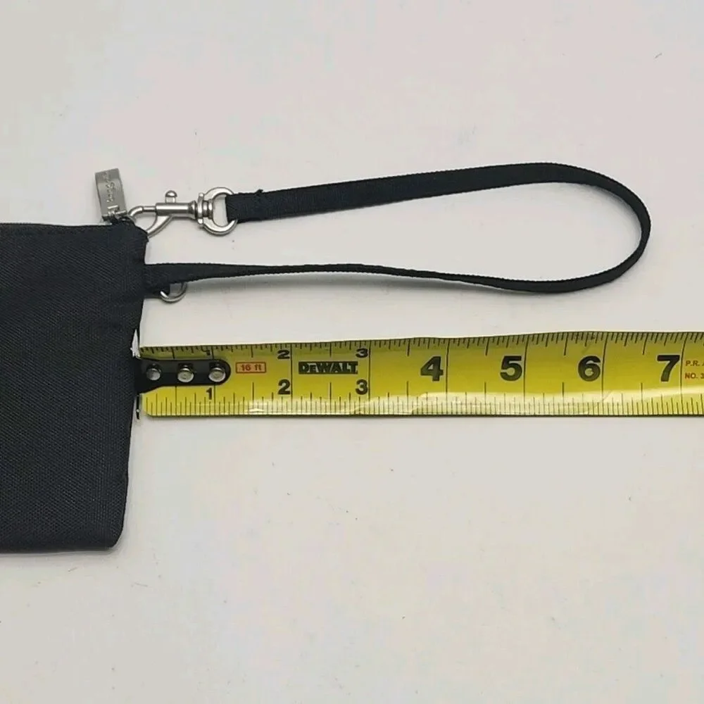 Baggallini Wristlet Wallet Card Slots RFID Nylon Black Flat Zip Small 7.5